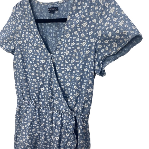 J. Crew Factory Printed chambray ruffle faux-wrap dress - Picture 4 of 11